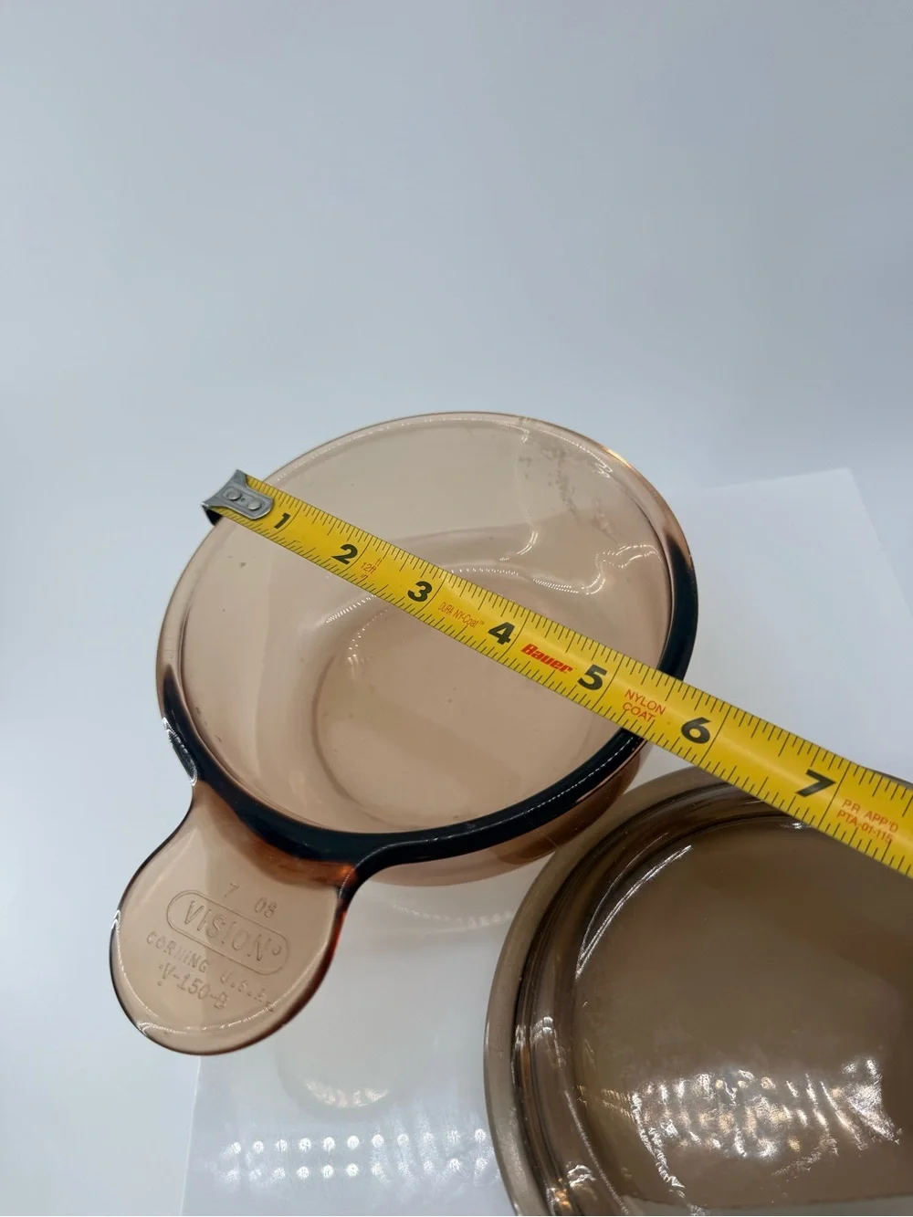 Amber Glass Covered Serving Bowl with Handle